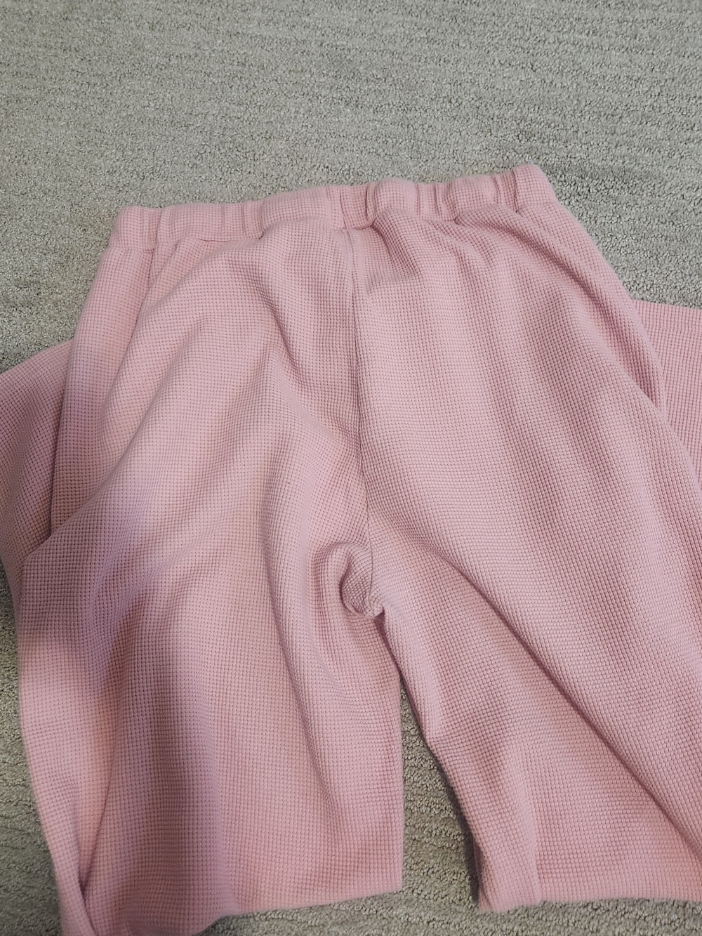 Cozy Pink Waffle Knit Drawstring Pants - Picture 2 of 3